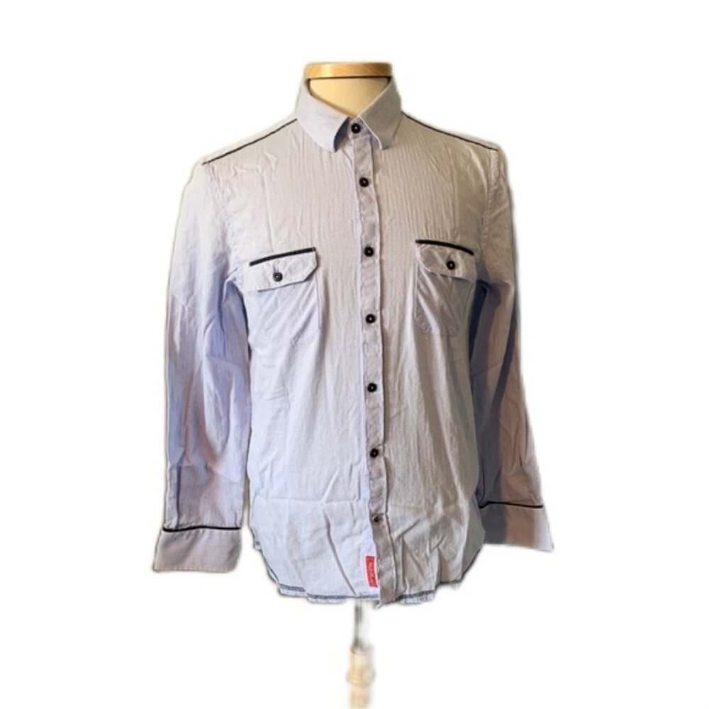 English Laundry Medium Blue Chevron Long Sleeve Shirt